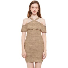 Burlap Texture Shoulder Frill Bodycon Summer Dress by nateshop