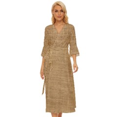 Burlap Texture Midsummer Wrap Dress