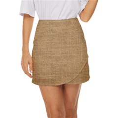 Burlap Texture Mini Front Wrap Skirt by nateshop