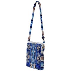 Cobalt On Gold Symmetry Multi Function Travel Bag by kaleidomarblingart