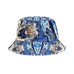 Cobalt On Gold Symmetry Inside Out Bucket Hat by kaleidomarblingart