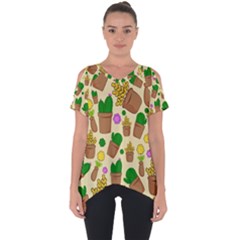 Cactus Cut Out Side Drop Tee by nateshop