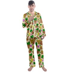 Cactus Men s Long Sleeve Satin Pajamas Set by nateshop