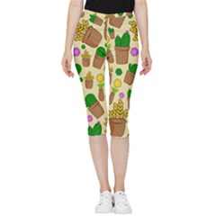 Cactus Inside Out Lightweight Velour Capri Leggings  by nateshop