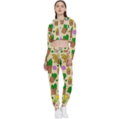 Cactus Cropped Zip Up Lounge Set by nateshop