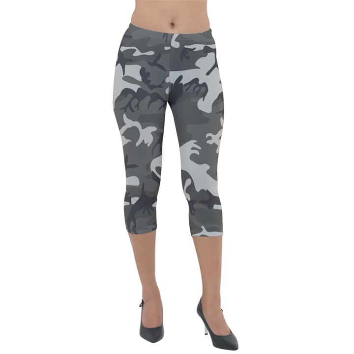 Camouflage Lightweight Velour Capri Leggings 