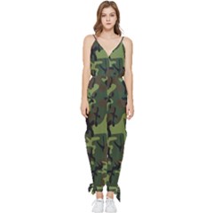 Camouflage-1 Sleeveless Tie Ankle Chiffon Jumpsuit by nateshop