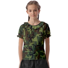 Camouflage-1 Kids  Frill Chiffon Blouse by nateshop