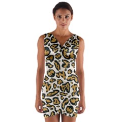 Cheetah Wrap Front Bodycon Dress