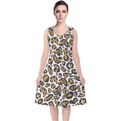 Cheetah V-neck Midi Sleeveless Dress 