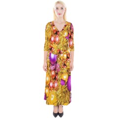 Christmas Decoration Ball 2 Quarter Sleeve Wrap Maxi Dress