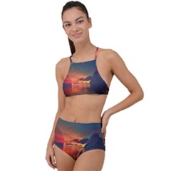 Digital Art Artwork Fantasy Landscape Sky Nature High Waist Tankini Set by danenraven