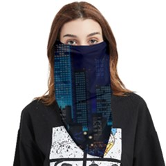 City Building Pixel Art Vaporwave Face Covering Bandana (triangle) by danenraven