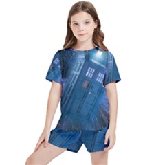 Doctor Who Tardis Kids  Tee And Sports Shorts Set by danenraven