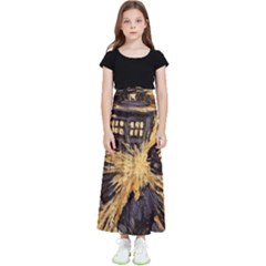 Brown And Black Abstract Painting Doctor Who Tardis Vincent Van Gogh Kids  Flared Maxi Skirt by danenraven