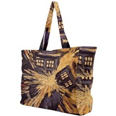 Brown And Black Abstract Painting Doctor Who Tardis Vincent Van Gogh Simple Shoulder Bag by danenraven