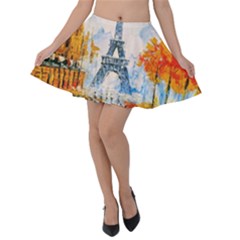 Eiffel Tower Landmark Architecture  Artistic Velvet Skater Skirt by danenraven