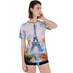 Eiffel Tower Landmark Architecture  Artistic Perpetual Short Sleeve T-shirt by danenraven