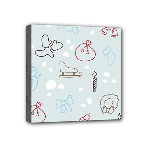 Winter Pattern Background Element Mini Canvas 4  X 4  (stretched)
