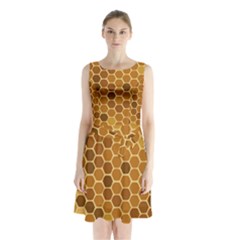 Honey Nature Bee Cute Wax Beeswax Sleeveless Waist Tie Chiffon Dress by danenraven