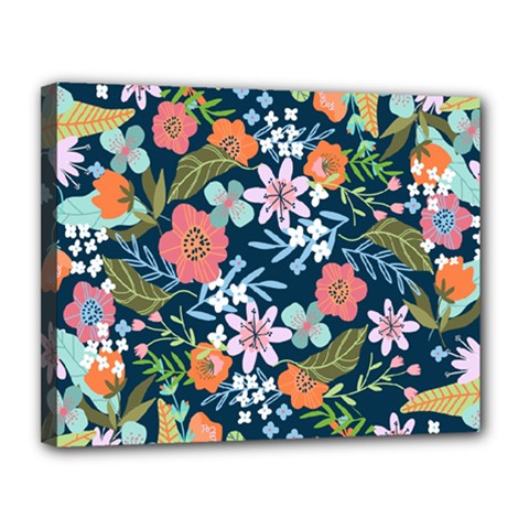 Flower Floral Background Painting Canvas 14  X 11  (stretched) by danenraven