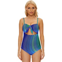 Space Design Abstract Sky Storm Knot Front One-piece Swimsuit by danenraven
