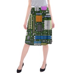 Illustration Motherboard Pc Computer Midi Beach Skirt by danenraven