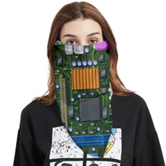 Illustration Motherboard Pc Computer Face Covering Bandana (triangle) by danenraven