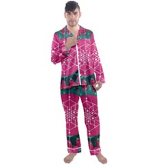 Blockchain Networking Digitization Men s Long Sleeve Satin Pajamas Set by Wegoenart