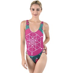 Blockchain Networking Digitization High Leg Strappy Swimsuit