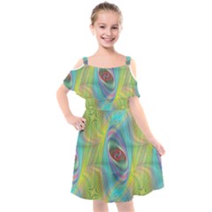 Ellipse Pattern Elliptical Abstract Kids  Cut Out Shoulders Chiffon Dress