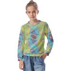 Ellipse Pattern Elliptical Abstract Kids  Long Sleeve Tee with Frill 