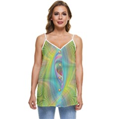 Ellipse Pattern Elliptical Abstract Casual Spaghetti Strap Chiffon Top by Wegoenart