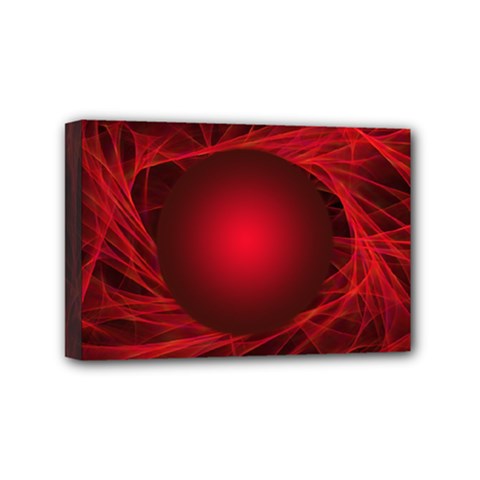 Red Abstract Scratched Doodle Grease Mini Canvas 6  X 4  (stretched) by Wegoenart