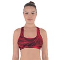 Red Abstract Scratched Doodle Grease Cross Back Sports Bra View1