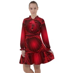 Red Abstract Scratched Doodle Grease All Frills Chiffon Dress