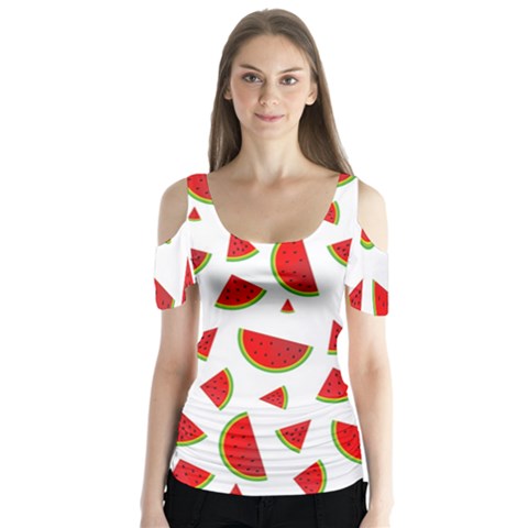 Fruit Butterfly Sleeve Cutout Tee  by nateshop