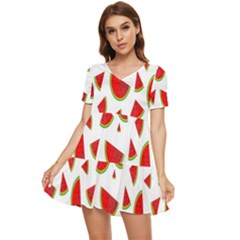 Fruit Tiered Short Sleeve Babydoll Dress