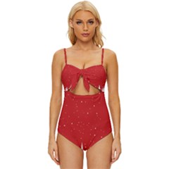 Merry Cristmas,royalty Knot Front One-piece Swimsuit by nateshop