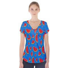 Fruit4 Short Sleeve Front Detail Top by nateshop