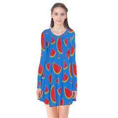 Fruit4 Long Sleeve V-neck Flare Dress by nateshop