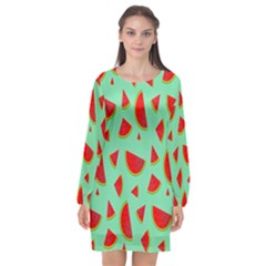 Fruit5 Long Sleeve Chiffon Shift Dress 