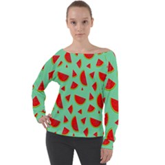 Fruit5 Off Shoulder Long Sleeve Velour Top