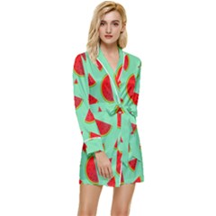 Fruit5 Long Sleeve Satin Robe