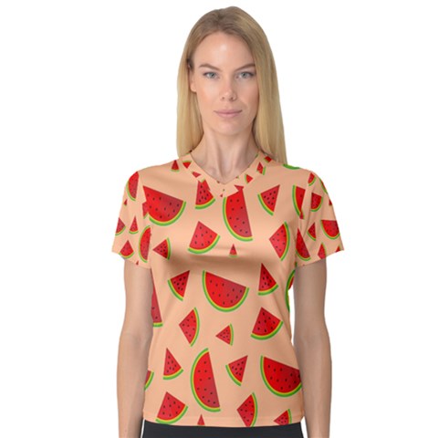 Fruit-water Melon V-neck Sport Mesh Tee by nateshop