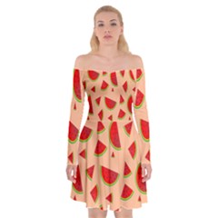 Fruit-water Melon Off Shoulder Skater Dress by nateshop