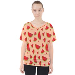 Fruit-water Melon V-neck Dolman Drape Top