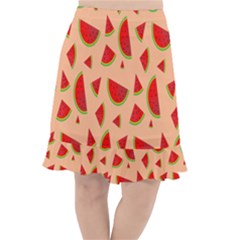 Fruit-water Melon Fishtail Chiffon Skirt