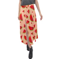 Fruit-water Melon Velour Split Maxi Skirt by nateshop