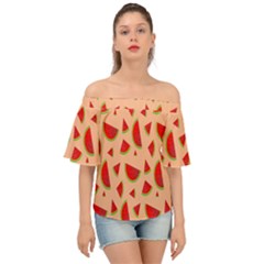 Fruit-water Melon Off Shoulder Short Sleeve Top by nateshop